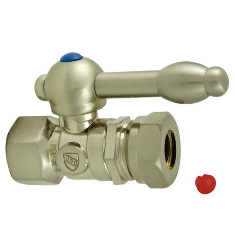 Kingston Brass CC44158KL 1/2 O.D. Compression, 1/2 Slip Joint Straight Shut-off Valve, Satin Nickel - Satin Nickel