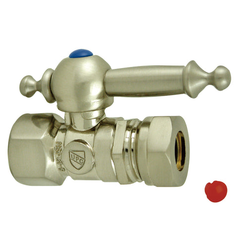 Kingston Brass CC44158TL 1/2 O.D. Compression, 1/2 Slip Joint Straight Shut-off Valve, Satin Nickel - Satin Nickel
