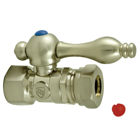 Kingston Brass CC44158 1/2 O.D. Compression, 1/2 Slip Joint Straight Shut-off Valve, Satin Nickel - Satin Nickel