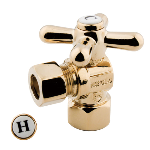 Kingston Brass CC44402X 1/2" IPS, 1/2" O.D. Compression Angle Shut-off Valve, Polished Brass - Polished Brass