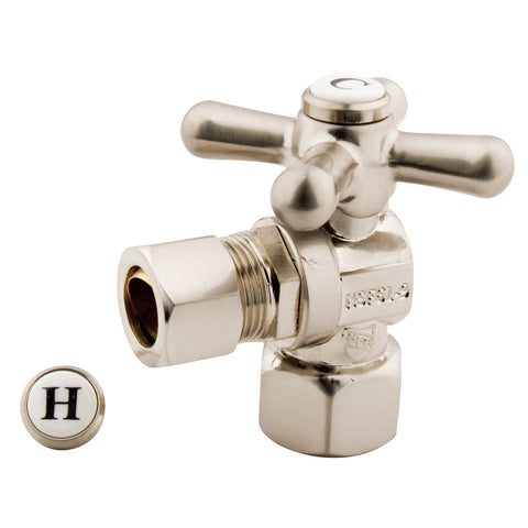 Kingston Brass CC44408X 1/2" IPS, 1/2" O.D. Compression Angle Shut-off Valve, Satin Nickel - Satin Nickel