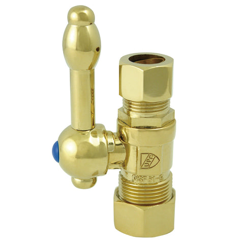 Kingston Brass CC44452KL 5/8" O.D. Compression, 1/2" O.D. Compression Straight Shut-off Valve, Polished Brass - Polished Brass