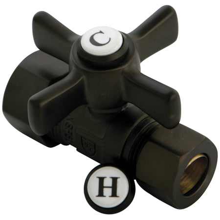 Kingston Brass CC44455ZX 5/8" OD Compression X 1/2" OD Compression Straight Valve, Oil Rubbed Bronze - Oil Rubbed Bronze