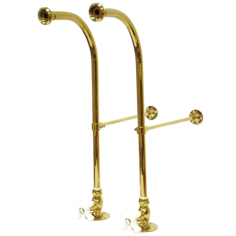 Kingston Brass CC452CX Rigid Freestand Supplies with Stop Porcelain Cross Handle, Polished Brass - Polished Brass