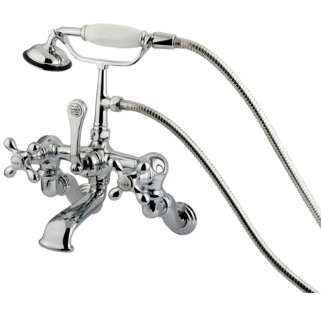 Kingston Brass CC464T1 Vintage Wall Mount Tub Filler with Adjustable Centers with Hand Shower, Polished Chrome - Polished Chrome