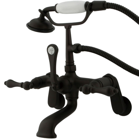 Kingston Brass CC51T5 Vintage Wall Mount Tub Filler with Adjustable Centers with Hand Shower, Oil Rubbed Bronze - Oil Rubbed Bronze