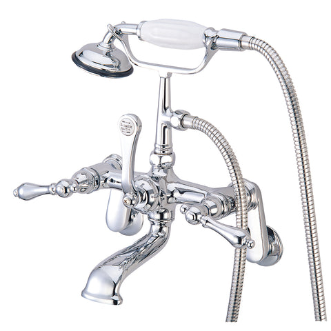 Kingston Brass CC52T1 Vintage Wall Mount Tub Filler with Adjustable Centers with Hand Shower, Polished Chrome - Polished Chrome