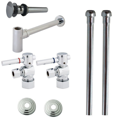 Kingston Brass CC53301DLTRMK2 Vessel Sink Plumbing Supply Kits Combo, 5/8" Comp Outlet, 3/8" Comp Inlet - Polished Chrome