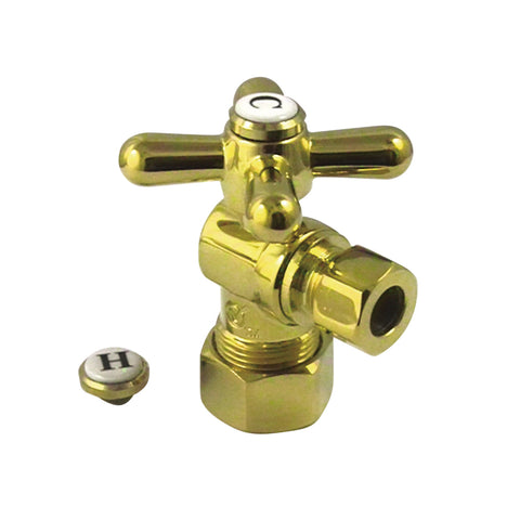 Kingston Brass CC53302X 5/8" O.D. Compression, 3/8" O.D. Compression Angle Shut-off Valve, Polished Brass - Polished Brass