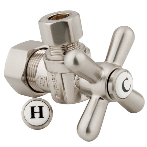 Kingston Brass CC53308X 5/8" O.D. Compression, 3/8" O.D. Compression Angle Shut-off Valve, Satin Nickel - Satin Nickel
