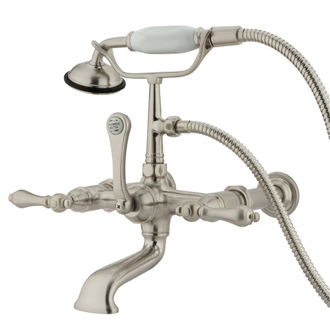 Kingston Brass CC541T8 Vintage 7" Wall Mount Tub Filler with Hand Shower, Satin Nickel - Satin Nickel