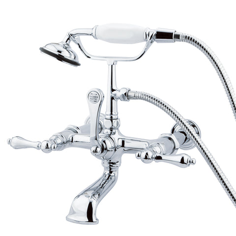 Kingston Brass CC542T1 Vintage 7" Wall Mount Tub Filler with Hand Shower, Polished Chrome - Polished Chrome