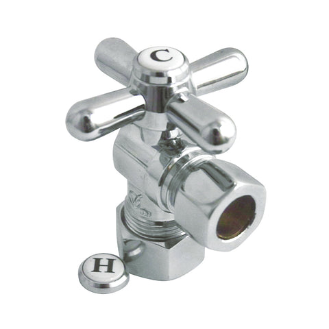 Kingston Brass CC54401X 5/8" O.D. Compression, 1/2" O.D. Compression Angle Shut-off Valve, Chrome - Polished Chrome