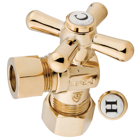 Kingston Brass CC54402X 5/8" O.D. Compression, 1/2" O.D. Compression Angle Shut-off Valve, Polished Brass - Polished Brass