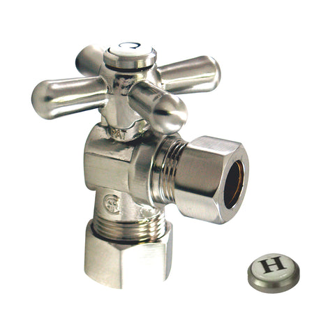 Kingston Brass CC54408X 5/8" O.D. Compression, 1/2" O.D. Compression Angle Shut-off Valve, Satin Nickel - Satin Nickel