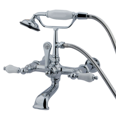 Kingston Brass CC544T1 Vintage 7" Wall Mount Tub Filler with Hand Shower, Polished Chrome - Polished Chrome