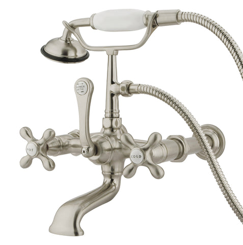 Kingston Brass CC547T8 Vintage 7" Wall Mount Tub Filler with Hand Shower, Satin Nickel - Satin Nickel