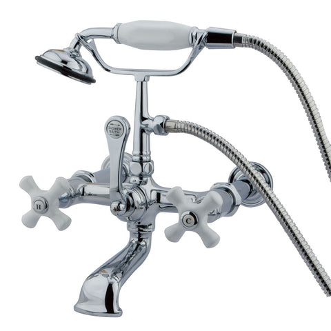 Kingston Brass CC550T1 Vintage 7" Wall Mount Tub Filler with Hand Shower, Polished Chrome - Polished Chrome