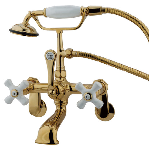 Kingston Brass CC59T2 Vintage Wall Mount Tub Filler with Adjustable Centers, Polished Brass - Polished Brass