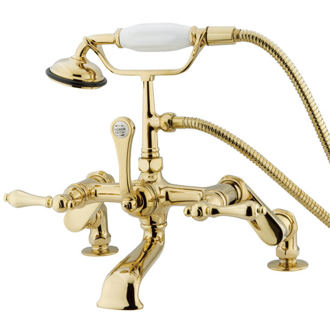 Kingston Brass CC651T2 Vintage Deck Mount Tub Filler with Adjustable Centers, Polished Brass - Polished Brass