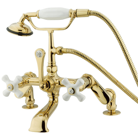 Kingston Brass CC659T2 Vintage Deck Mount Tub Filler with Adjustable Centers, Polished Brass - Polished Brass