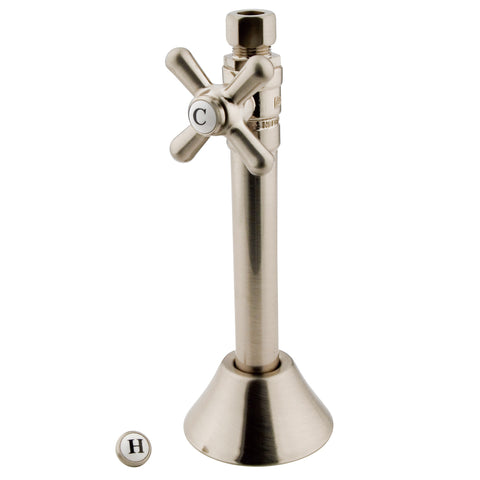 Kingston Brass CC83258X 1/2" Sweat, 3/8" O.D. Compression Straight Shut-off Valve with 5" Extension, Satin Nickel - Satin Nickel