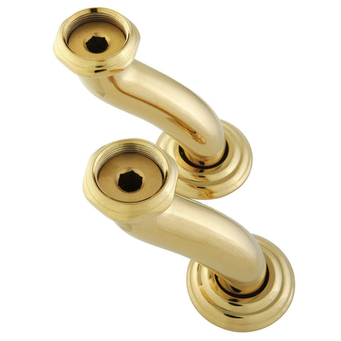 Kingston Brass CCU402 S Shape Swing Elbow for 7" Centers Deck Mount Tub Filler with Hand Shower, Polished Brass - Polished Brass