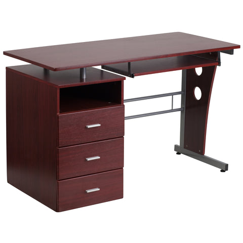 Desk with Three Drawer Pedestal and Pull-Out Keyboard Tray