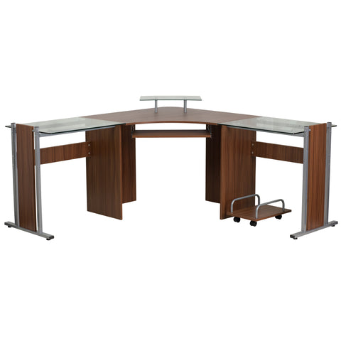 Laminate Corner Desk with Pull-Out Keyboard Tray and CPU Cart