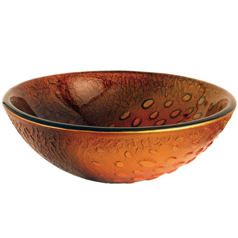 Fauceture EVSPFB8 Amber Drops 16-1/2" Diameter Round Glass Sink, Copper Amber - Copper Amber