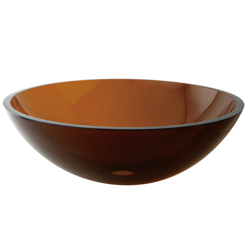 Fauceture EVSPFW1 1/2" Round Tempered Glass Vessel Sink, Amber Bronze - Amber Brown