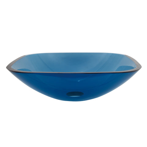 Fauceture EVSQFB4 1/2" Round Tempered Glass Vessel Sink, Topaz Blue - Topaz Blue