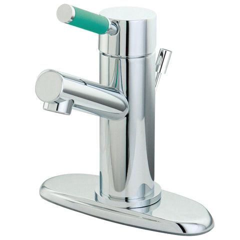 Kingston Brass FS8421DGL Green Eden Single Handle Lavatory Faucet with Deck Plate, Chrome - Polished Chrome