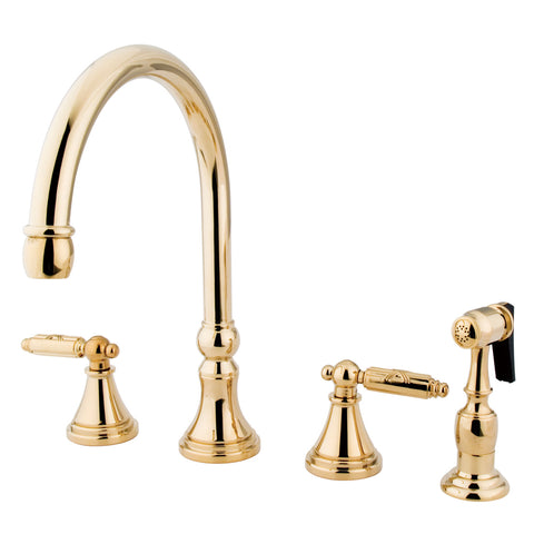 Kingston Brass GS2792GLBS Widespread Kitchen Faucet, Polished Brass - Polished Brass