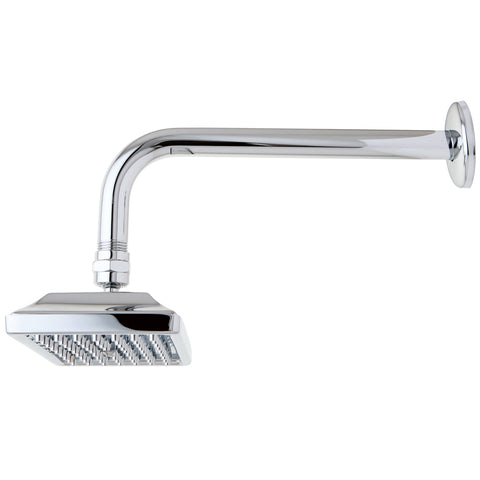 Kingston Brass K406A1CK 6 X 4" Brass Square Shower Head With 12" Shower Arm Combo, Polished Chrome - Polished Chrome