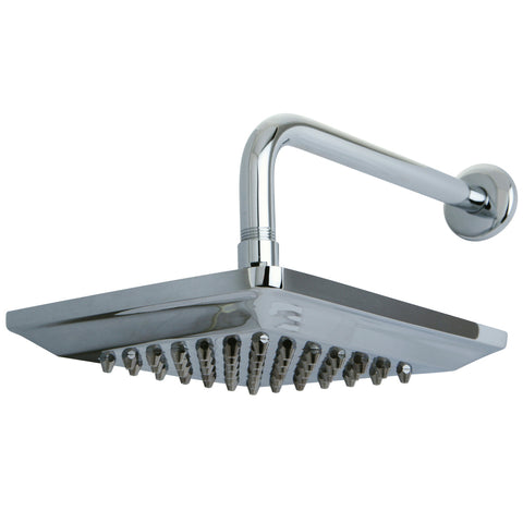 Kingston Brass K408A1CK 8" Diameter Brass Square Showerhead With 12" Shower Arm Combo, Polished Chrome - Polished Chrome