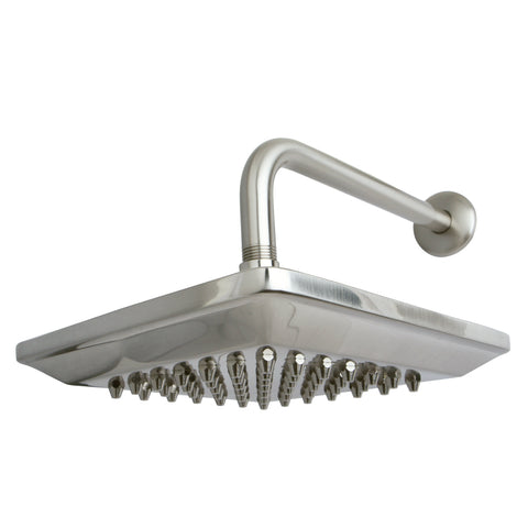 Kingston Brass K408A8CK 8" Diameter Brass Square Showerhead With 12" Shower Arm Combo, Satin Nickel - Satin Nickel
