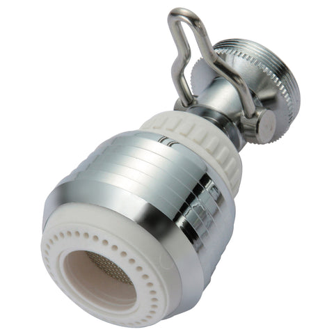 Kingston Brass KA282C20 Dual Spray Swivel Kitchen Aerator With Handle Stop Valve - Chrome/White