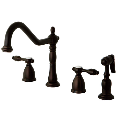 Kingston Brass KB1795TALBS Widespread Kitchen Faucet, Oil Rubbed Bronze - Oil Rubbed Bronze