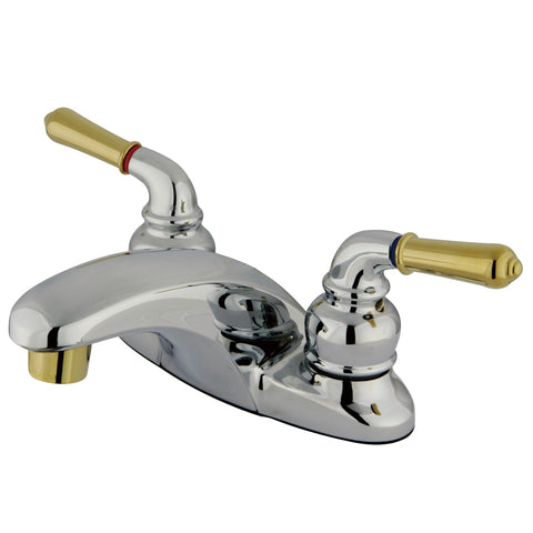 Kingston Brass KB624LP 4-Inch Centerset Lavatory Faucet, Polished Chrome/Polished Brass - Polished Chrome/Polished Brass