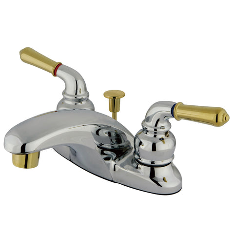 Kingston Brass KB624 4-Inch Centerset Lavatory Faucet, Polished Chrome/Polished Brass - Polished Chrome/Polished Brass