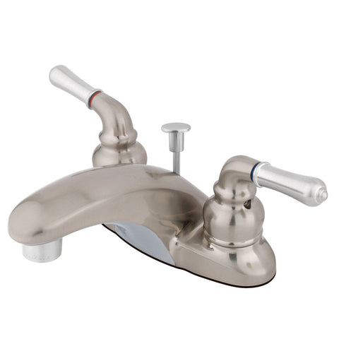 Kingston Brass KB627 4-Inch Centerset Lavatory Faucet, Satin Nickel/Polished Chrome - Satin Nickel/Polished Chrome