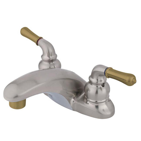 Kingston Brass KB629LP 4-Inch Centerset Lavatory Faucet, Satin Nickel/Polished Brass - Satin Nickel/Polished Brass