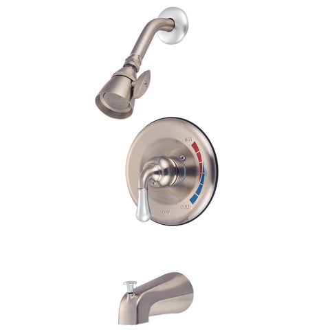 Kingston Brass KB637 Magellan Tub and Shower Faucet with Single Handle, Satin Nickel/Polished Chrome - Satin Nickel/Polished Chrome