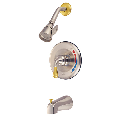 Kingston Brass KB639 Magellan Tub and Shower Faucet with Single Handle, Satin Nickel/Polished Brass - Satin Nickel/Polished Brass