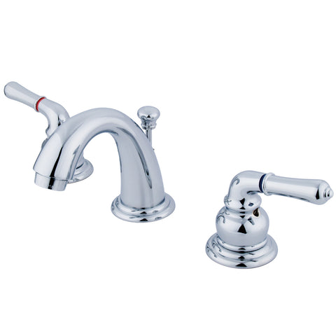 Kingston Brass  KB911 Magellan Mini Widespread Lavatory Faucet with Twin Lever Handles, ABS/Brass Pop-Up - Polished Chrome