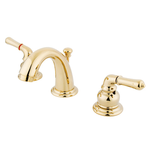 Kingston Brass  KB912 Magellan Mini Widespread Lavatory Faucet with Twin Lever Handles, ABS/Brass Pop-Up - Polished Brass