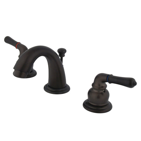 Kingston Brass  KB915 Magellan Mini Widespread Lavatory Faucet with Twin Lever Handles, ABS/Brass Pop-Up - Oil Rubbed Bronze