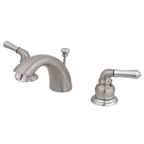 Kingston Brass KB957 Magellan 4"-8" Mini Widespread Lavatory Faucet, Satin Nickel - Satin Nickel/Polished Chrome