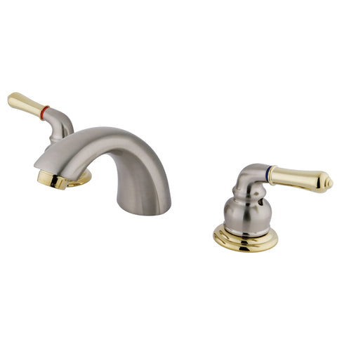 Kingston Brass  KB959LP Magellan Mini Widespread Lavatory Faucet with Twin Lever Handles Less Pop-Up - Satin Nickel/Polished Brass